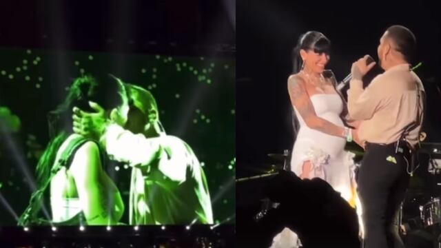 Christian Nodal y Cazzu bailando en el Foro Sol.