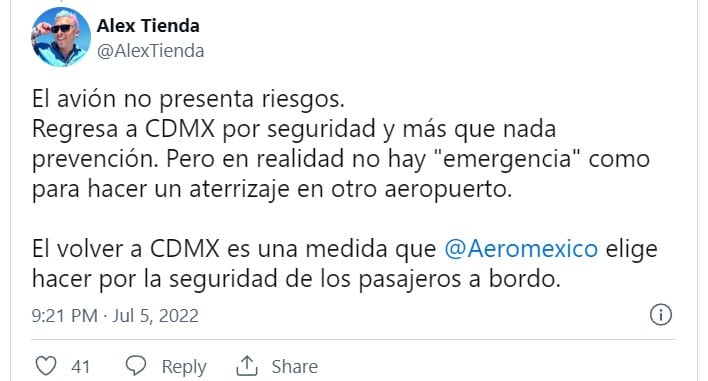 Tuit de Alex Tienda