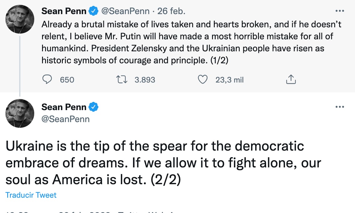 Sean Penn se pronuncia en contra de la guerra