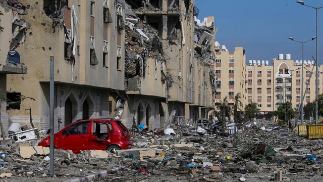 Las Torres Hamad destruidas tras la ofensiva israelí en Jan Yunis, en el sur de la Franja de Gaza