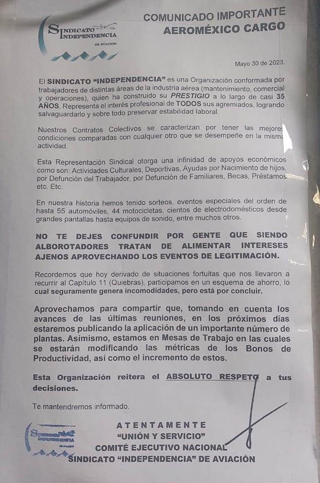 Comunicado Sindicato Independencia