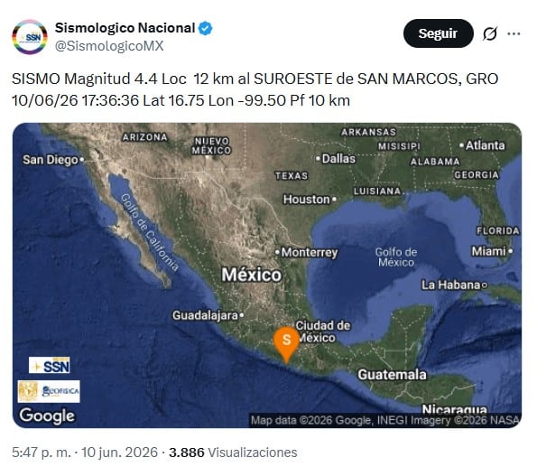 Sismo hoy: temblor en San Marcos, Guerrero; se sintió en CDMX
