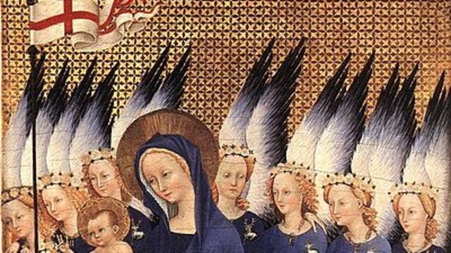 Virgen y niño con ángeles