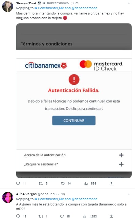 Reacciones a los problemas en Ticketmaster por la preventa de boletos para Depeche Mode