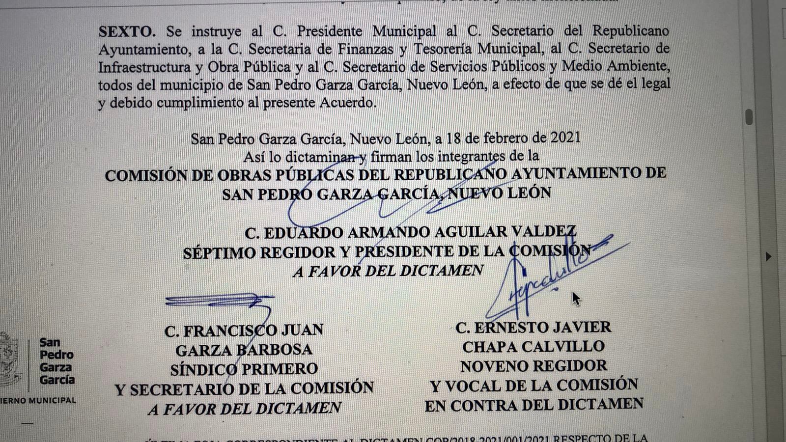 Acta de la sesión de cabildo