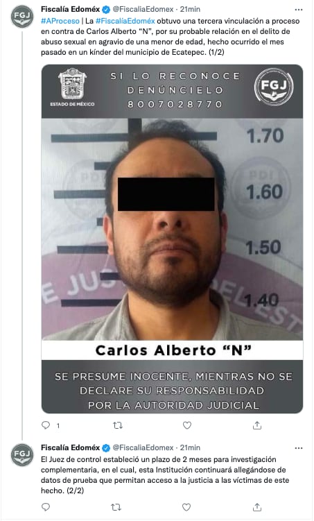 Tuit Fiscalía Edomex