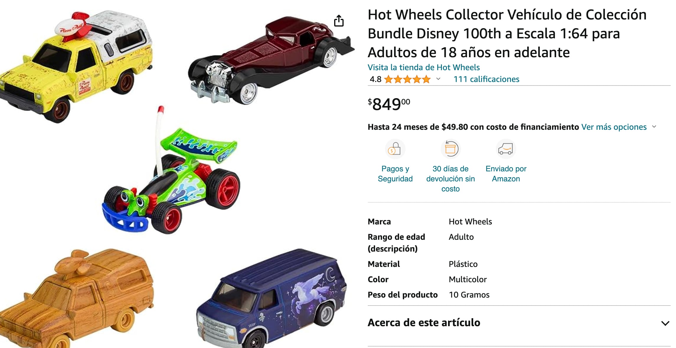 Hot Wheels de Disney 100 años en Amazon