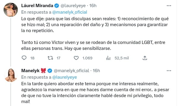 Manelyk González se disculpa