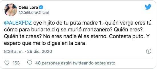 Celia Lora se lanza contra Alex Fernández