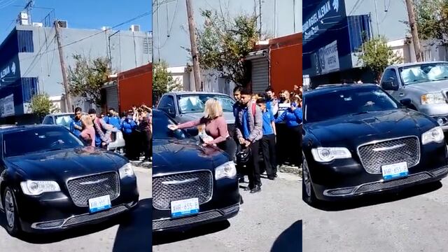 Mujer destruye el auto de su esposo infiel tras cacharlo en la movida en Tamaulipas