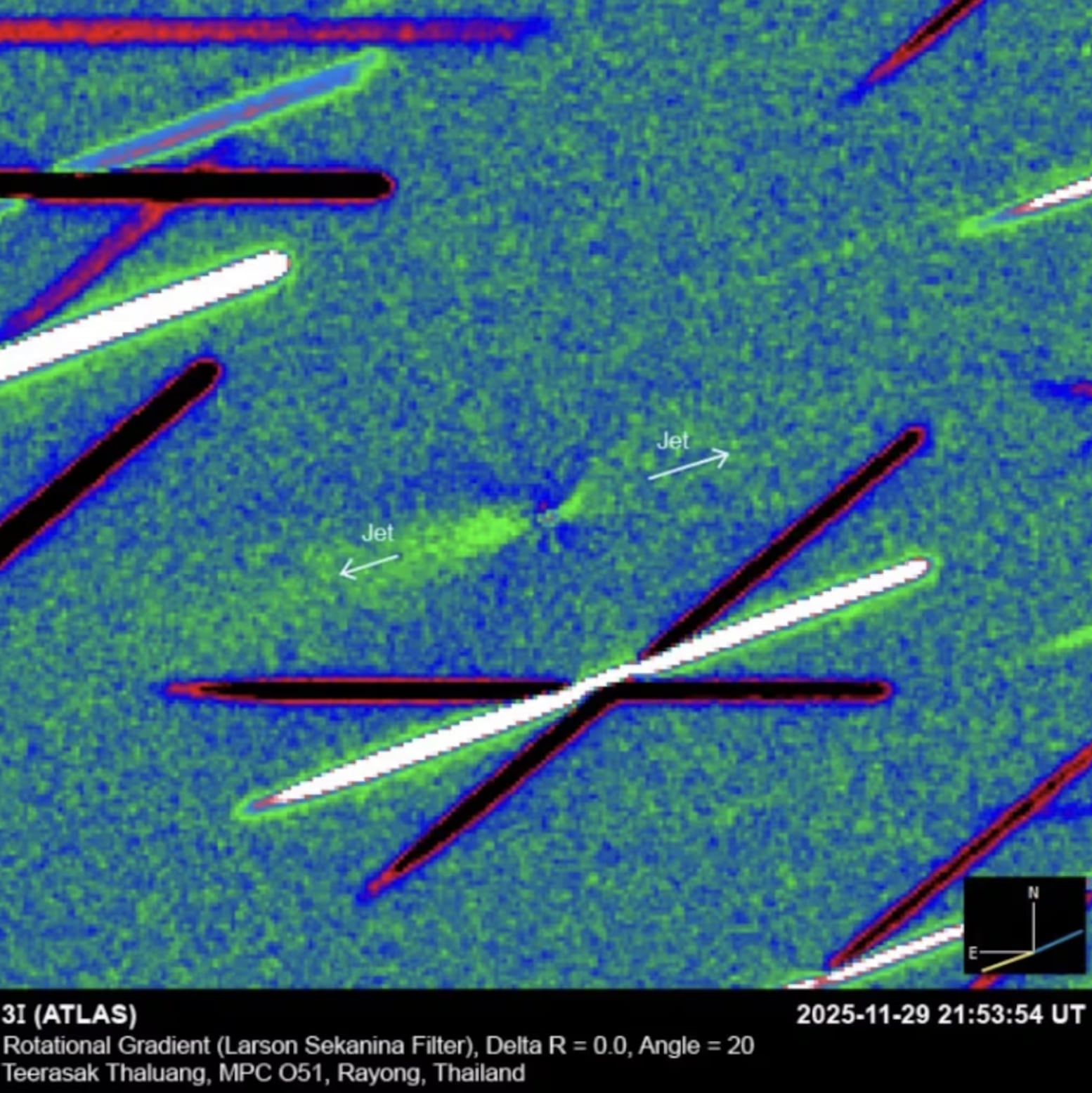 Chorros del cometa 3I/ATLAS