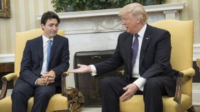 Donald Trump y Justin Trudeau. Encuentro.