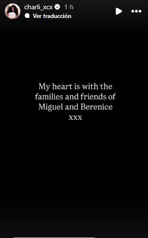 Charlie XCX manda mensaje en apoyo a víctimas del Axe Ceremonia 2025