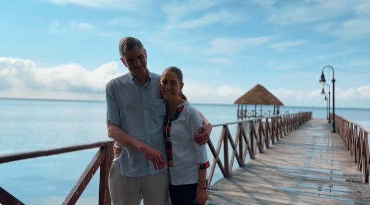 Claudia Sheinbaum y Jesús María Tarriba Unger comparten video abrazados desde Tabasco