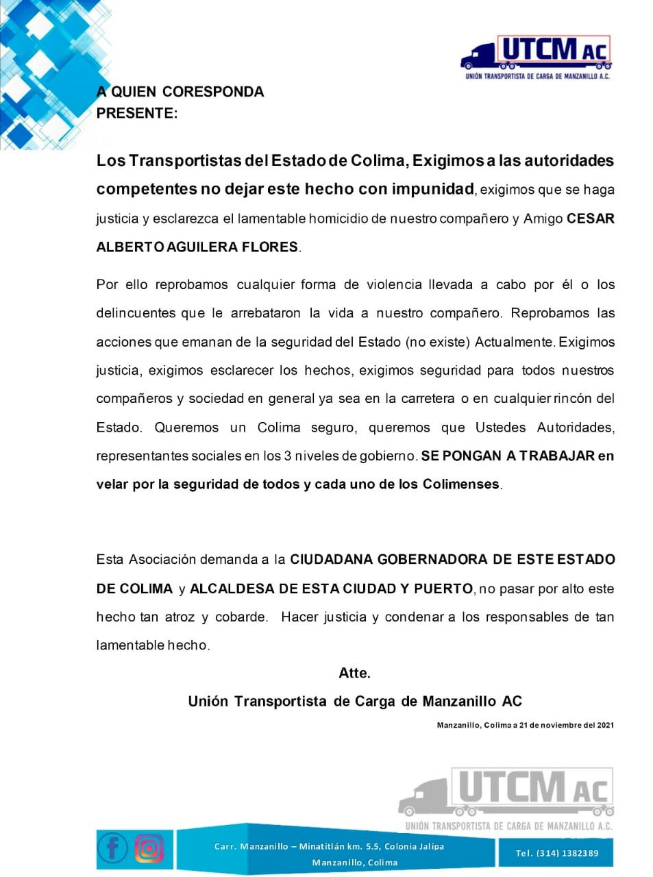 Exigencia de los transportistas