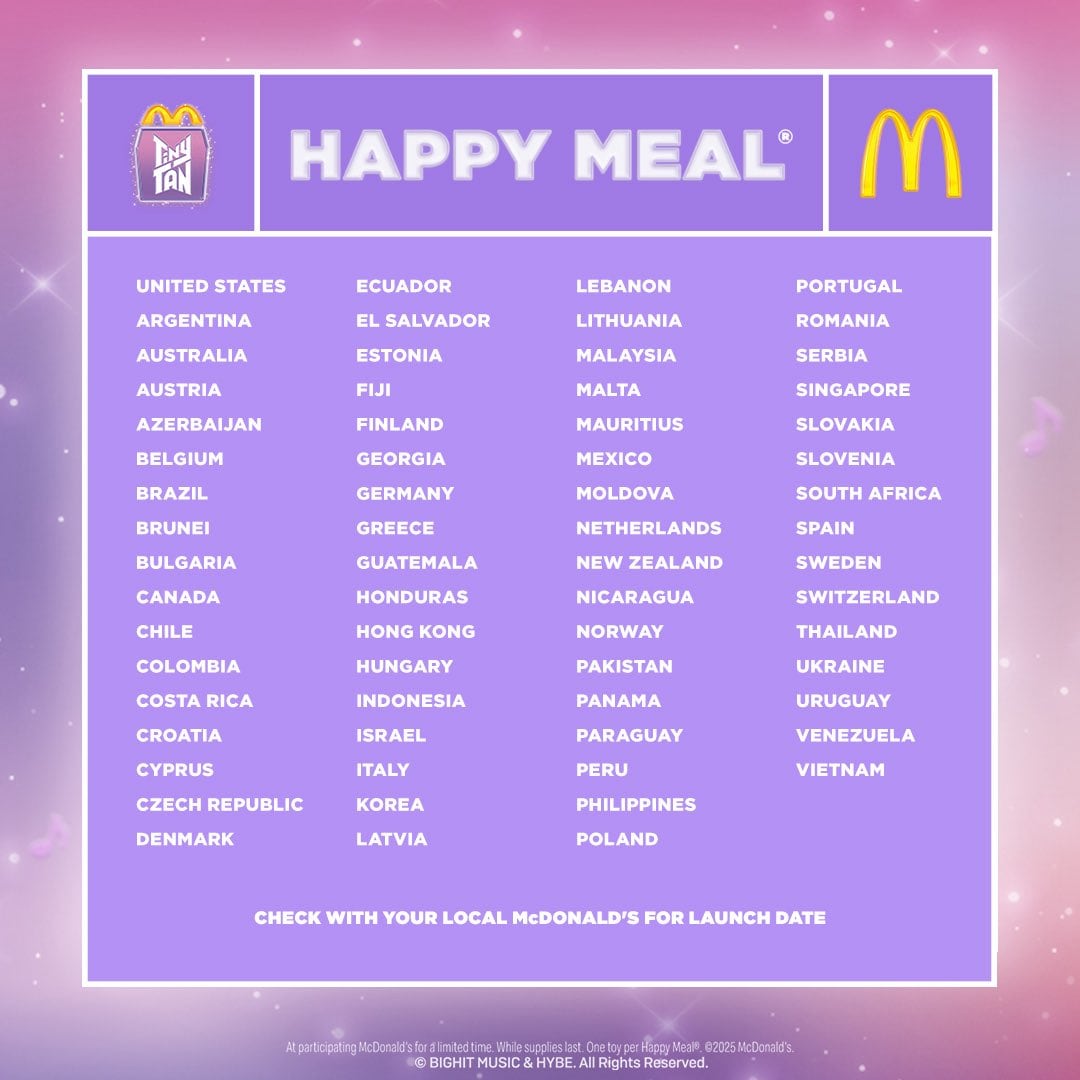 Cajita Feliz de en McDonald's TinyTAN de BTS
