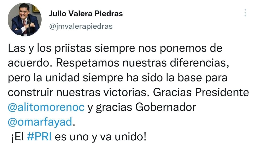 Julio Valera en Twitter