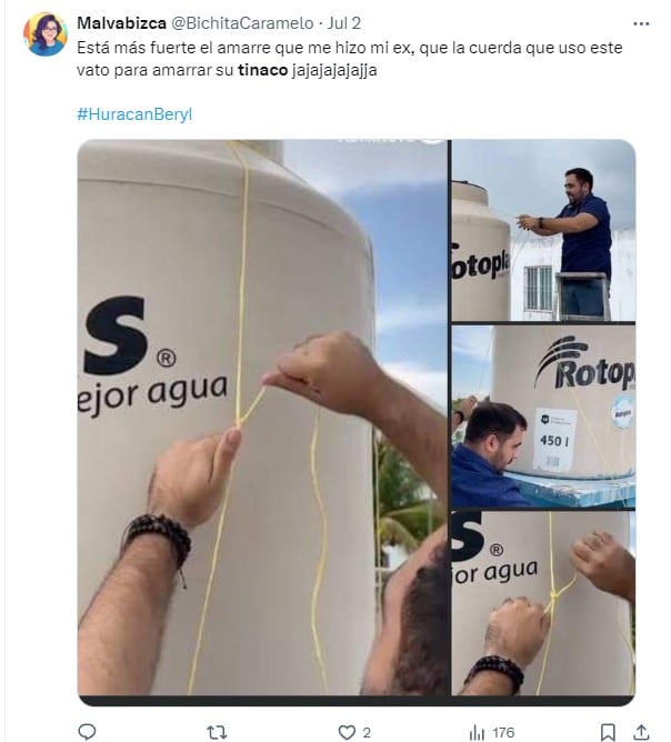 Memes de tinacos amarrados y con nombre del dueño inundan X