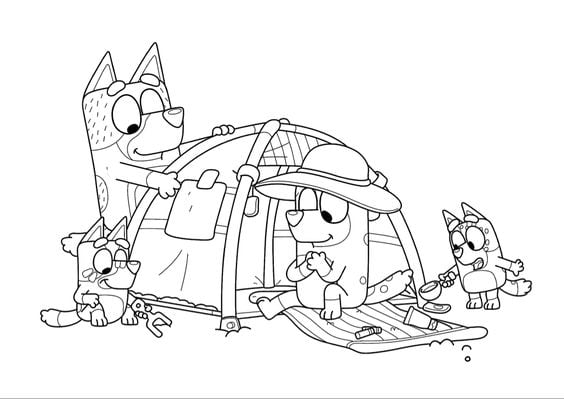 Dibujos de Bluey en la lluvia para colorear