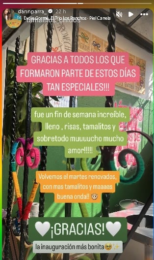 Daniela Parra, hija de Héctor Parra, está enfocada en su negocio de Tamalitos Chidos.