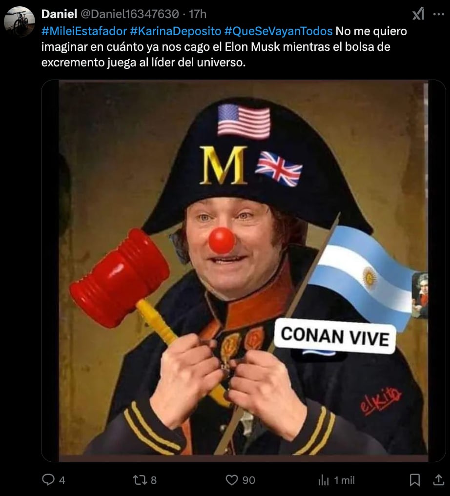 Memes de motosierra de Javier Milei a Elon Musk