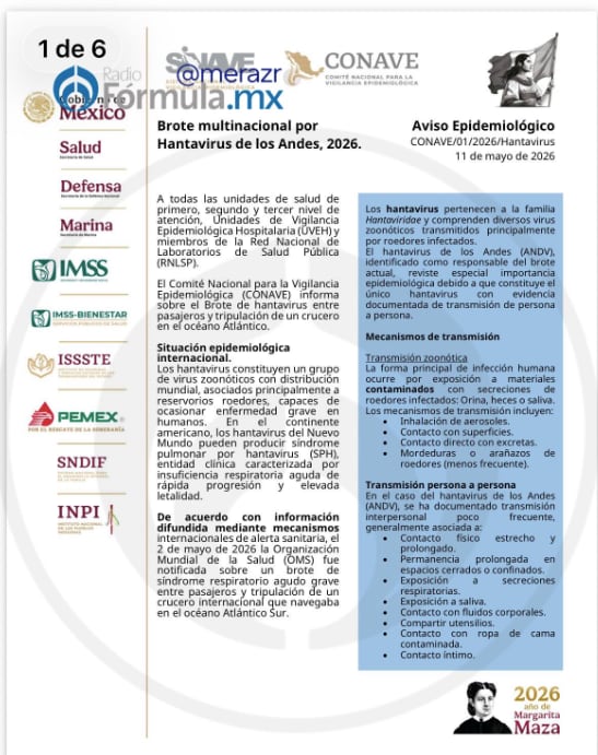 Aviso epidemiológico por hantavirus