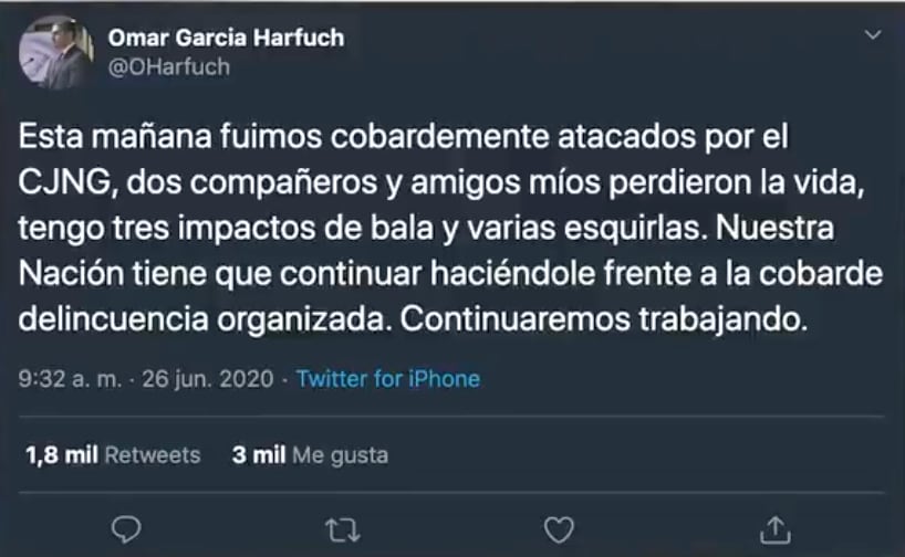 Omar García Harfuch informa sobre ataque en su contra