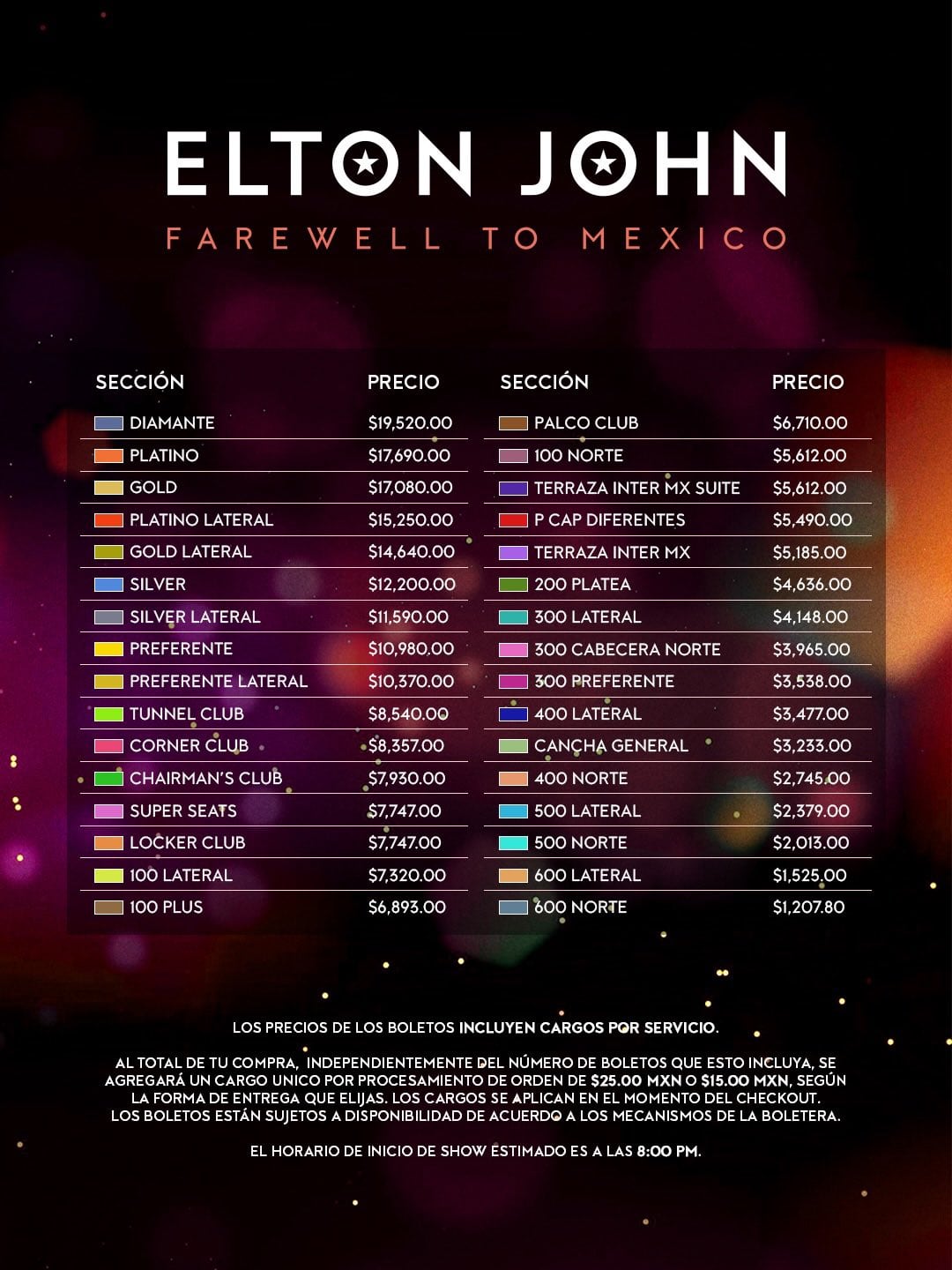 Precio de boletos para conciertos de Elton John en el Estadio Banorte