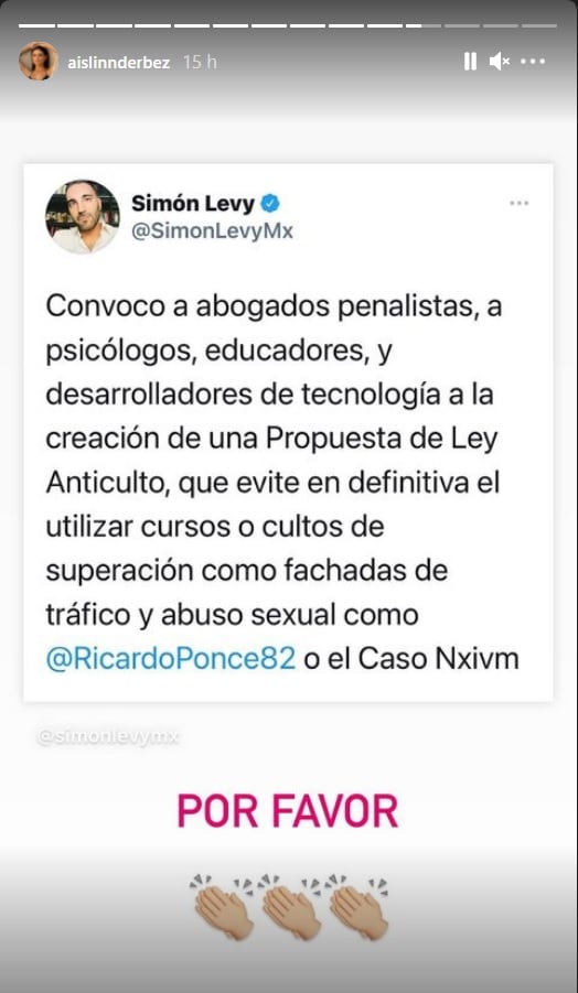 Aislinn Derbez mensaje Simón Levy
