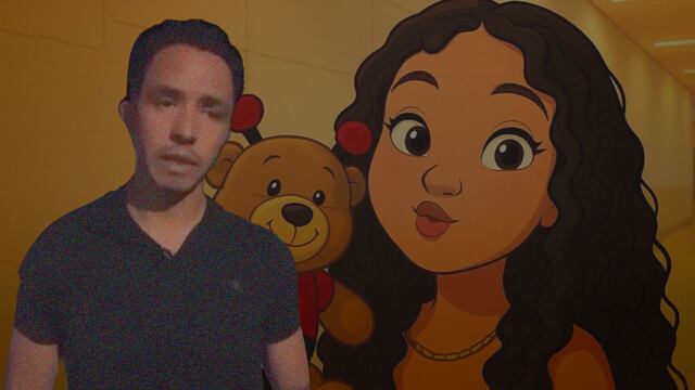 Papá de Paloma Nicole con fondo de dibujo de su hija