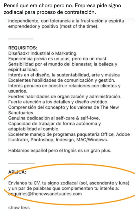 Requisitos de contratación de The New Sanctuaries