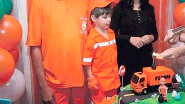 Un niño convirtió su fiesta de cumpleaños en un homenaje a su padre