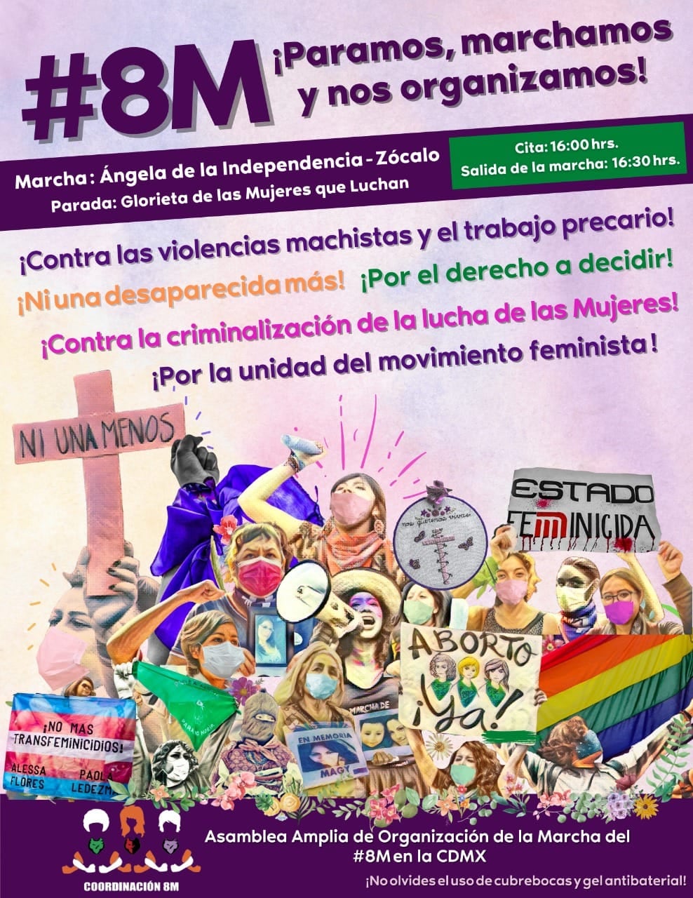 Convocatoria para la marcha 8M en la CDMX