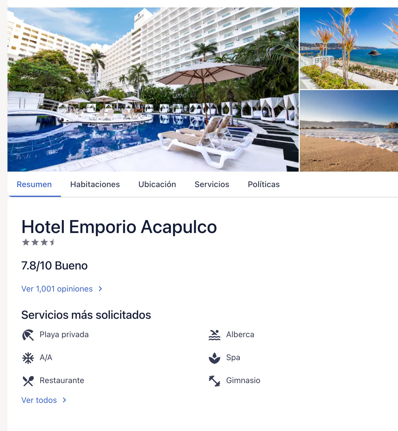Calificación Hotel Emporio Acapulco