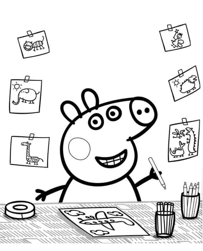 Dibujos de Peppa Pig haciendo manualidades