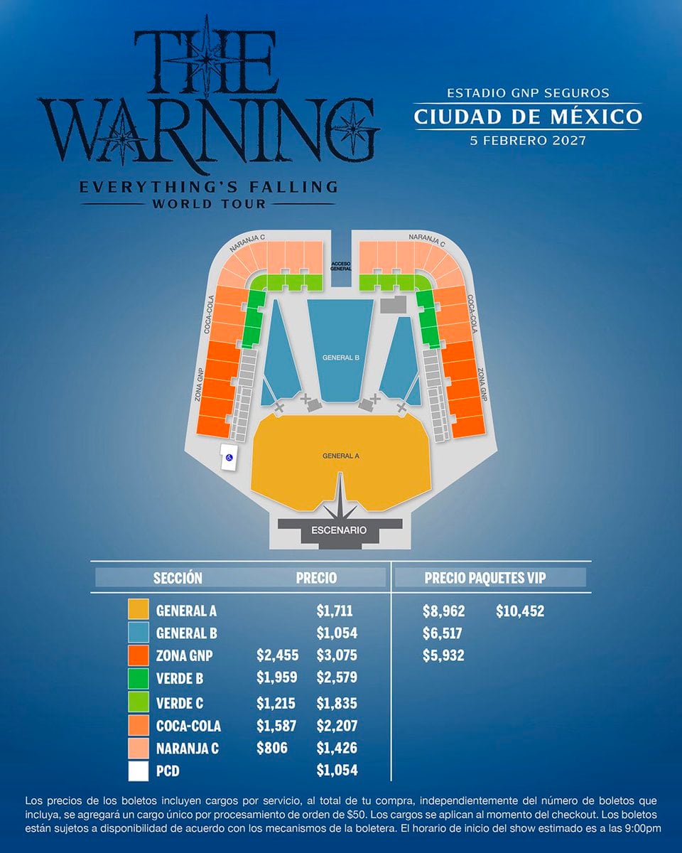 The Warning en el Estadio GNP Seguros 2027: fecha, precio de boletos y preventa