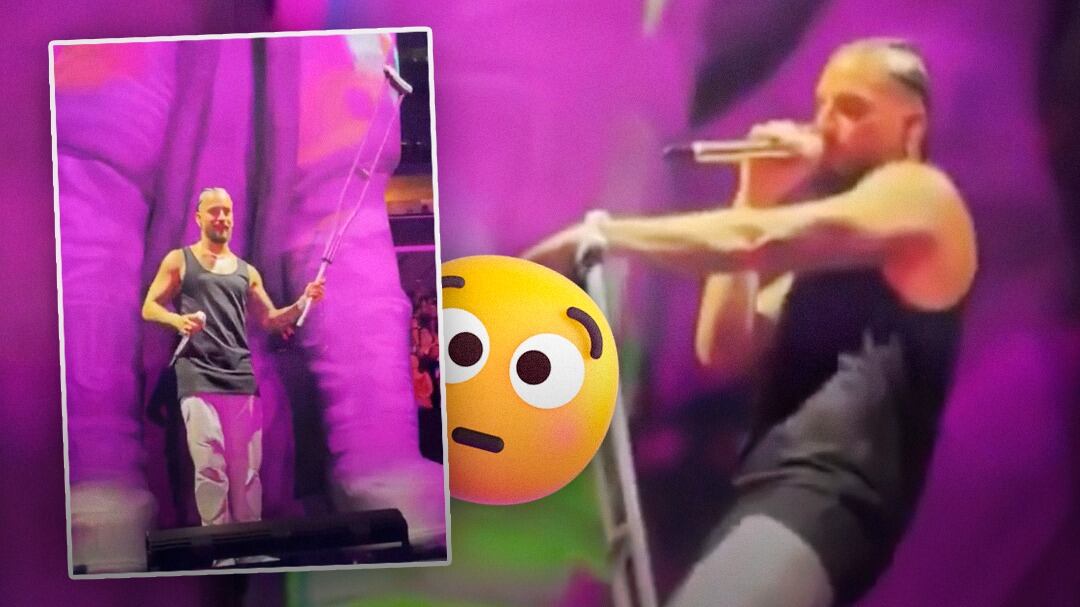 VIDEO: Le avientan muleta a Maluma en concierto y se pone a perrear con ella