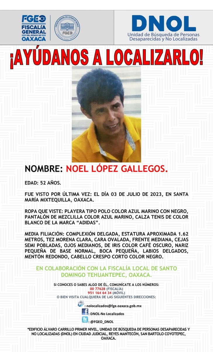 Noel López Gallegos, activista de Oaxaca