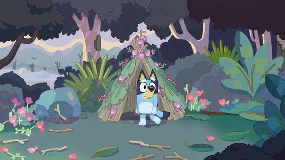 Dibujos de Bluey en el jardín para colorear por el Día Mundial de los Jardines Botánico