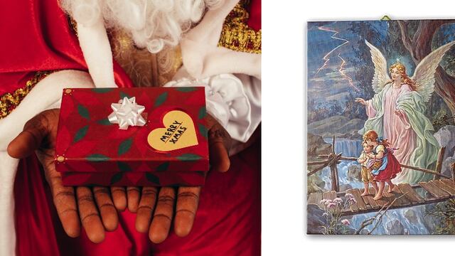 Recibe un cuadro del Ángel de la Guarda en un intercambio navideño