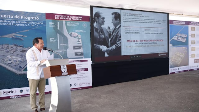 Joaquín Díaz Mena presenta proyectos Tren Maya de carga y ampliación del puerto de Progreso