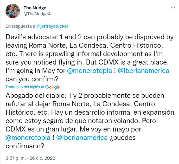 Economista de Estados Unidos visita CDMX y queda maravillado, pero es criticado