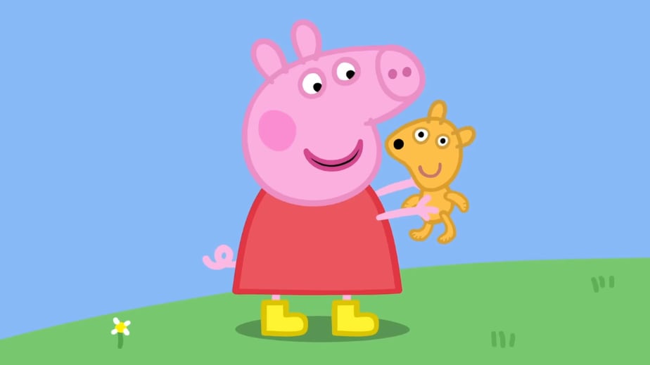 Peppa Pig por el Día del Picnic con un Oso de Peluche