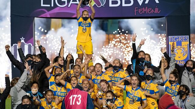 Tigres campeonas.
durante el partido Tigres UANL vs Monterrey, correspondiente al partido de vuelta de la Gran Final de la Liga BBVA MX Femenil Apertura Guard1anes 2020, en el Estadio Universitario, el 14 de Diciembre de 2020.