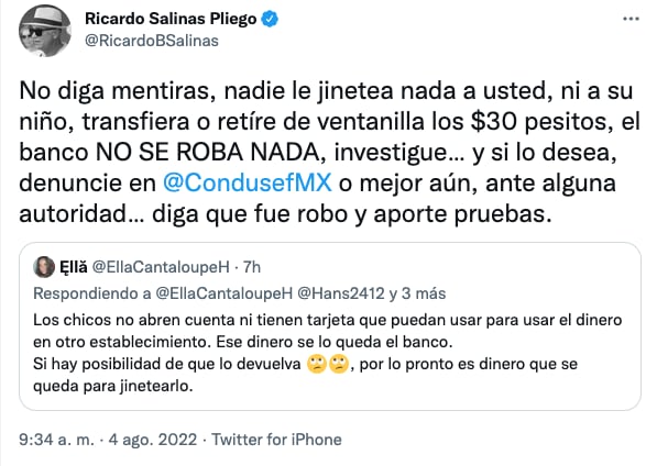 Ricardo Salinas Pliego responde a denuncia de madre de familia