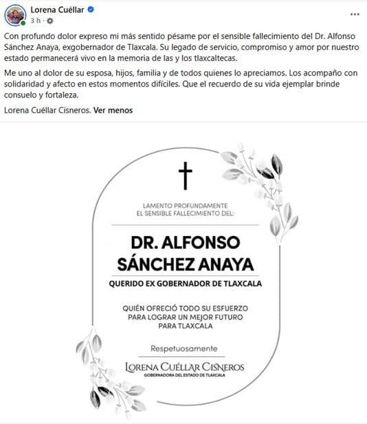 Gobierno de Tlaxcala y políticos dan último adiós a Alfonso Sánchez Anaya