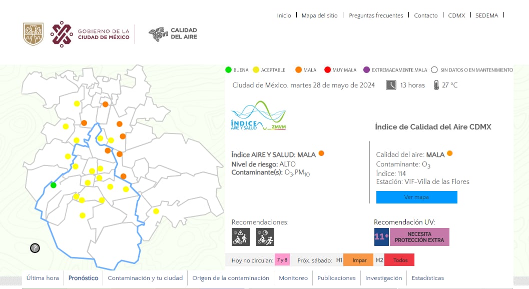 Mala calidad del aire en la CDMX y el Valle de México