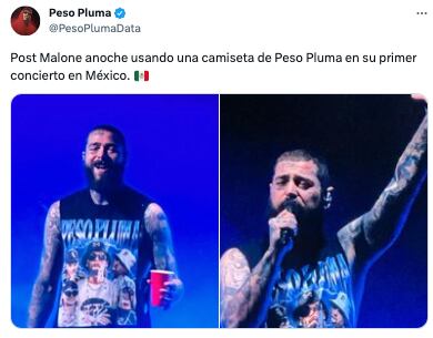 Post Malone usó playera de Peso Pluma