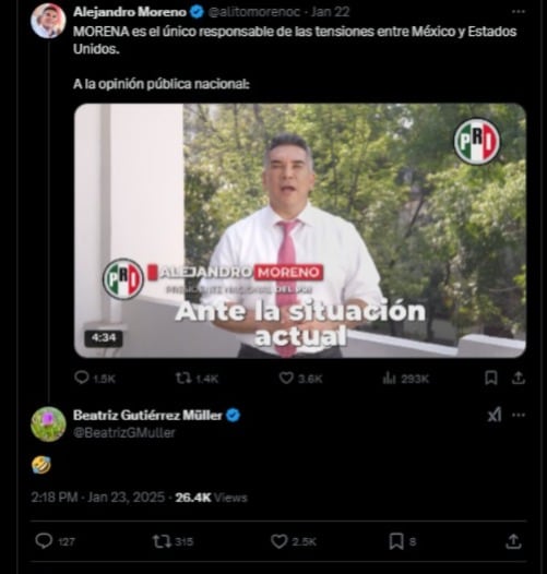 Beatriz Gutiérrez Müller se burla de Alito Moreno