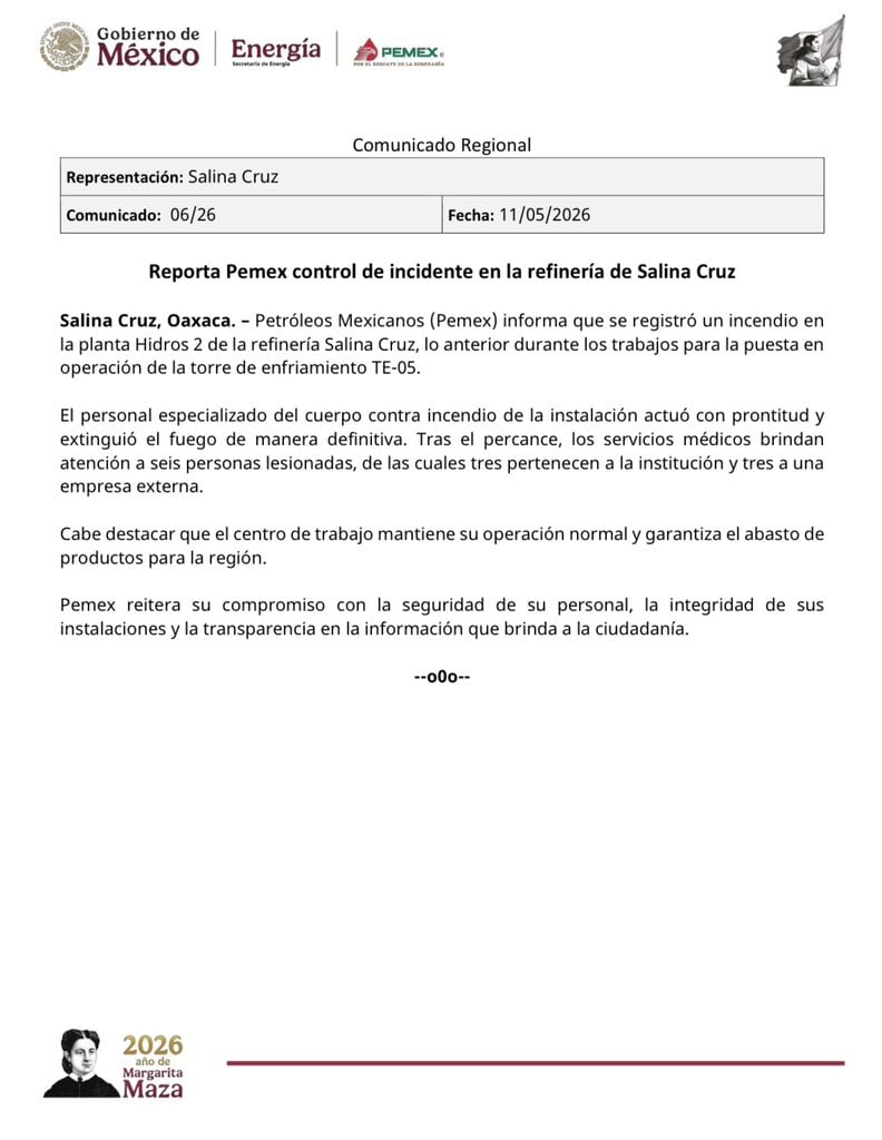 Explosión en refinería de Salina Cruz